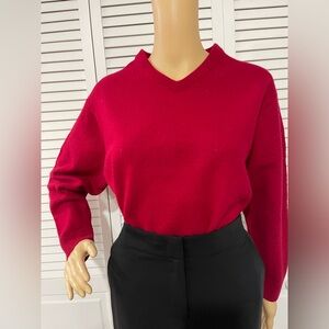 Elegant V-Neck Sweater in Rich Red
